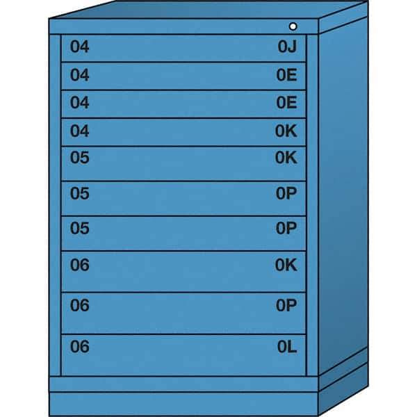 Lyon - 10 Drawer, Standard Counter - Single Drawer Access Cabinet - Steel, 30" Wide x 28-1/4" Deep x 44-1/4" High, Wedgewood Blue - Eagle Tool & Supply