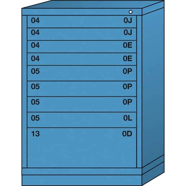 Lyon - 9 Drawer, Standard Counter - Multiple Drawer Access Cabinet - Steel, 30" Wide x 28-1/4" Deep x 44-1/4" High, Wedgewood Blue - Eagle Tool & Supply