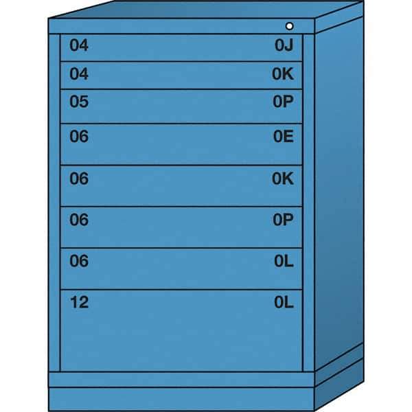 Lyon - 8 Drawer, Standard Counter - Multiple Drawer Access Cabinet - Steel, 30" Wide x 28-1/4" Deep x 44-1/4" High, Wedgewood Blue - Eagle Tool & Supply