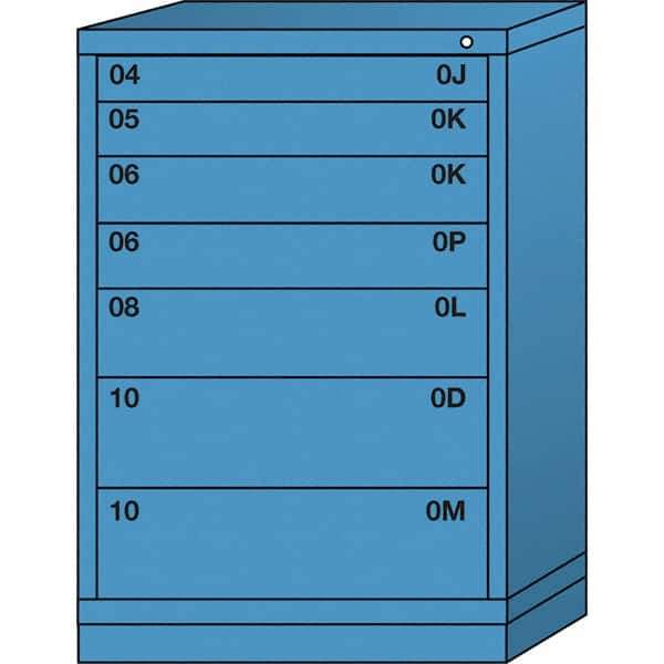 Lyon - 7 Drawer, Standard Counter - Single Drawer Access Cabinet - Steel, 30" Wide x 28-1/4" Deep x 44-1/4" High, Wedgewood Blue - Eagle Tool & Supply