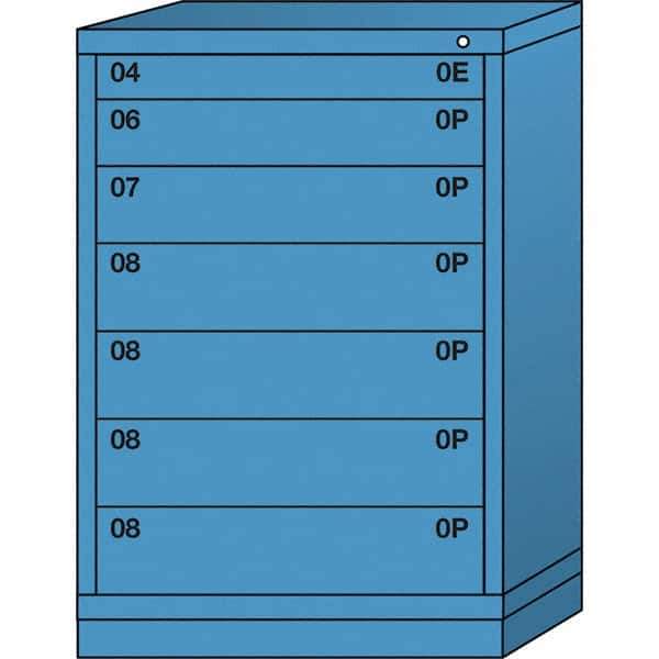 Lyon - 7 Drawer, Standard Counter - Single Drawer Access Cabinet - Steel, 30" Wide x 28-1/4" Deep x 44-1/4" High, Wedgewood Blue - Eagle Tool & Supply