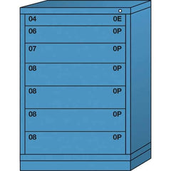 Lyon - 7 Drawer, Standard Counter - Single Drawer Access Cabinet - Steel, 30" Wide x 28-1/4" Deep x 44-1/4" High, Wedgewood Blue - Eagle Tool & Supply