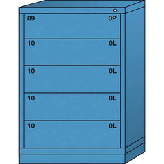 Lyon - 5 Drawer, Standard Counter - Multiple Drawer Access Cabinet - Steel, 30" Wide x 28-1/4" Deep x 44-1/4" High, Wedgewood Blue - Eagle Tool & Supply