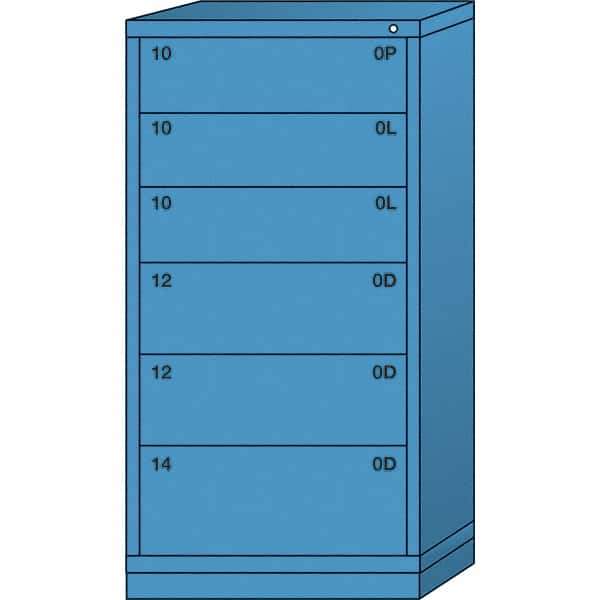 Lyon - 6 Drawer, Standard Eye-Level - Multiple Drawer Access Cabinet - Steel, 30" Wide x 28-1/4" Deep x 59-1/4" High, Wedgewood Blue - Eagle Tool & Supply