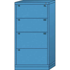 Lyon - 4 Drawer, Standard Eye-Level - Single Drawer Access Cabinet - Steel, 30" Wide x 28-1/4" Deep x 59-1/4" High, Wedgewood Blue - Eagle Tool & Supply