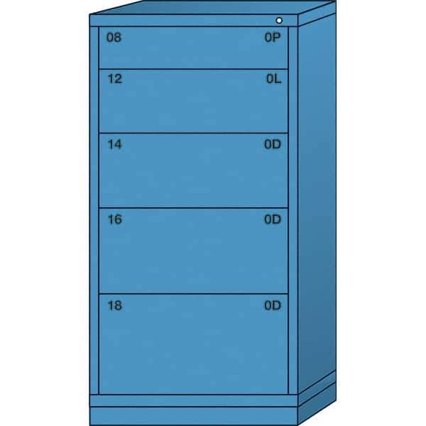 Lyon - 5 Drawer, Standard Eye-Level - Multiple Drawer Access Cabinet - Steel, 30" Wide x 28-1/4" Deep x 59-1/4" High, Wedgewood Blue - Eagle Tool & Supply
