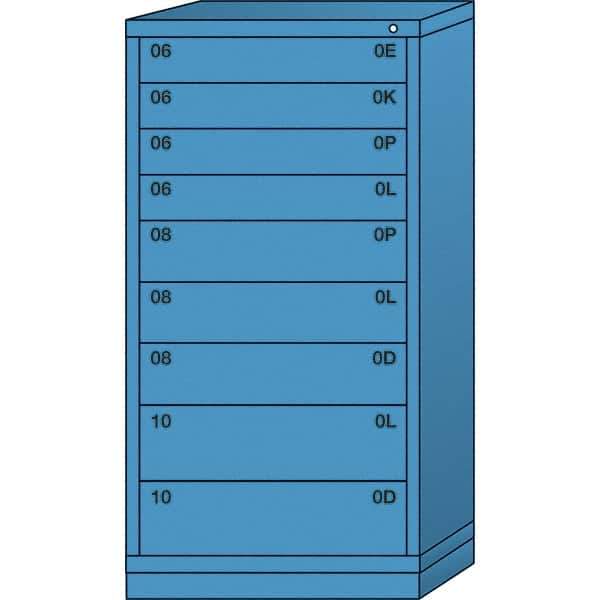 Lyon - 9 Drawer, Standard Eye-Level - Single Drawer Access Cabinet - Steel, 30" Wide x 28-1/4" Deep x 59-1/4" High, Wedgewood Blue - Eagle Tool & Supply