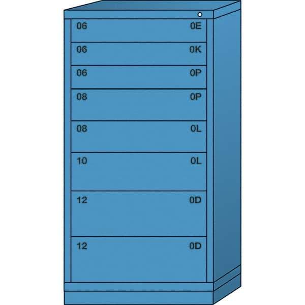 Lyon - 8 Drawer, Standard Eye-Level - Single Drawer Access Cabinet - Steel, 30" Wide x 28-1/4" Deep x 59-1/4" High, Wedgewood Blue - Eagle Tool & Supply