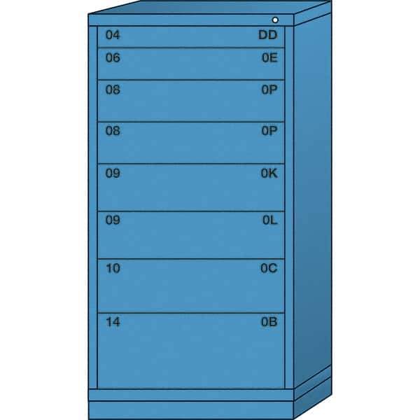 Lyon - 8 Drawer, Standard Eye-Level - Single Drawer Access Cabinet - Steel, 30" Wide x 28-1/4" Deep x 59-1/4" High, Wedgewood Blue - Eagle Tool & Supply