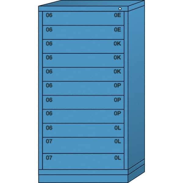 Lyon - 11 Drawer, Standard Eye-Level - Single Drawer Access Cabinet - Steel, 30" Wide x 28-1/4" Deep x 59-1/4" High, Wedgewood Blue - Eagle Tool & Supply