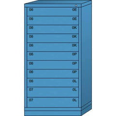 Lyon - 11 Drawer, Standard Eye-Level - Multiple Drawer Access Cabinet - Steel, 30" Wide x 28-1/4" Deep x 59-1/4" High, Wedgewood Blue - Eagle Tool & Supply