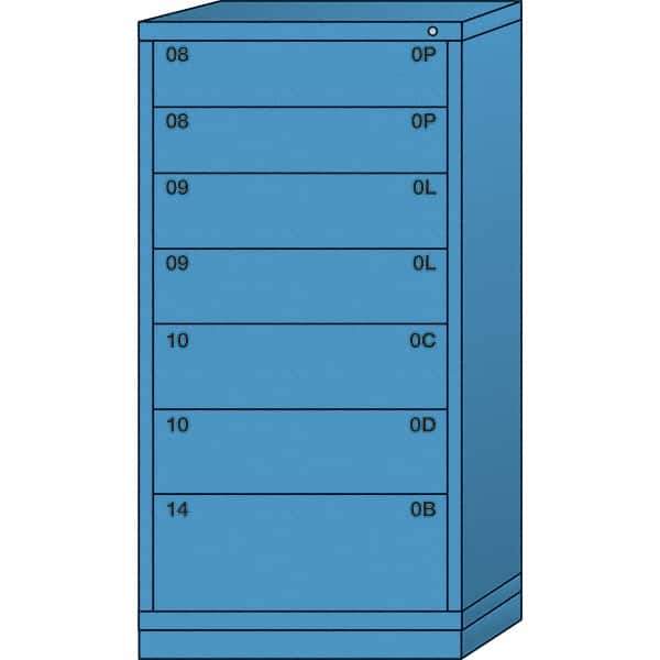 Lyon - 7 Drawer, Standard Eye-Level - Multiple Drawer Access Cabinet - Steel, 30" Wide x 28-1/4" Deep x 59-1/4" High, Wedgewood Blue - Eagle Tool & Supply