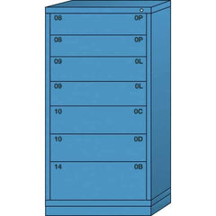 Lyon - 7 Drawer, Standard Eye-Level - Single Drawer Access Cabinet - Steel, 30" Wide x 28-1/4" Deep x 59-1/4" High, Wedgewood Blue - Eagle Tool & Supply