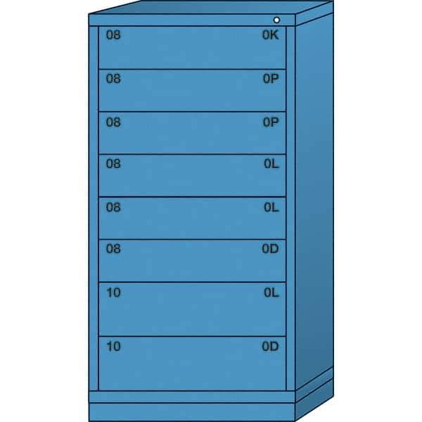 Lyon - 8 Drawer, Standard Eye-Level - Multiple Drawer Access Cabinet - Steel, 30" Wide x 28-1/4" Deep x 59-1/4" High, Wedgewood Blue - Eagle Tool & Supply