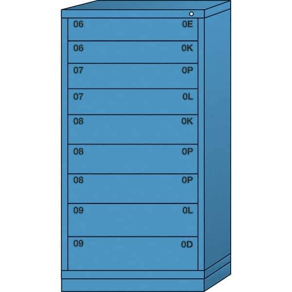 Lyon - 9 Drawer, Standard Eye-Level - Multiple Drawer Access Cabinet - Steel, 30" Wide x 28-1/4" Deep x 59-1/4" High, Wedgewood Blue - Eagle Tool & Supply
