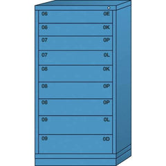 Lyon - 9 Drawer, Standard Eye-Level - Single Drawer Access Cabinet - Steel, 30" Wide x 28-1/4" Deep x 59-1/4" High, Wedgewood Blue - Eagle Tool & Supply