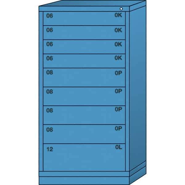 Lyon - 9 Drawer, Standard Eye-Level - Single Drawer Access Cabinet - Steel, 30" Wide x 28-1/4" Deep x 59-1/4" High, Wedgewood Blue - Eagle Tool & Supply