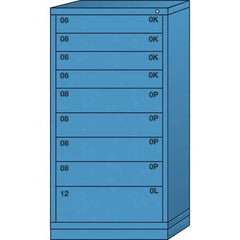 Lyon - 9 Drawer, Standard Eye-Level - Single Drawer Access Cabinet - Steel, 30" Wide x 28-1/4" Deep x 59-1/4" High, Wedgewood Blue - Eagle Tool & Supply