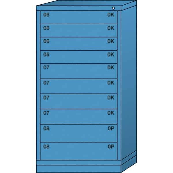 Lyon - 10 Drawer, Standard Eye-Level - Multiple Drawer Access Cabinet - Steel, 30" Wide x 28-1/4" Deep x 59-1/4" High, Wedgewood Blue - Eagle Tool & Supply