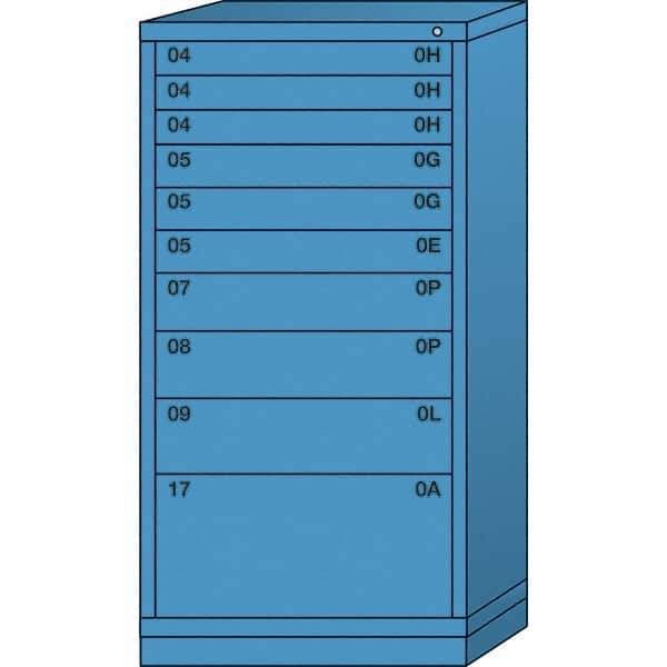 Lyon - 10 Drawer, Standard Eye-Level - Single Drawer Access Cabinet - Steel, 30" Wide x 28-1/4" Deep x 59-1/4" High, Wedgewood Blue - Eagle Tool & Supply