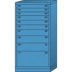 Lyon - 10 Drawer, Standard Eye-Level - Multiple Drawer Access Cabinet - Steel, 30" Wide x 28-1/4" Deep x 59-1/4" High, Wedgewood Blue - Eagle Tool & Supply