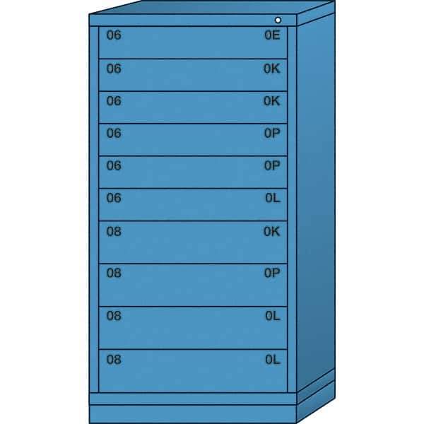 Lyon - 10 Drawer, Standard Eye-Level - Multiple Drawer Access Cabinet - Steel, 30" Wide x 28-1/4" Deep x 59-1/4" High, Wedgewood Blue - Eagle Tool & Supply