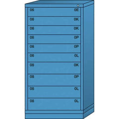 Lyon - 10 Drawer, Standard Eye-Level - Multiple Drawer Access Cabinet - Steel, 30" Wide x 28-1/4" Deep x 59-1/4" High, Wedgewood Blue - Eagle Tool & Supply