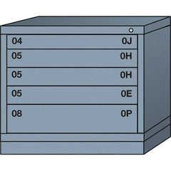 Lyon - 5 Drawer, Standard Desk Height - Multiple Drawer Access Cabinet - Steel, 30" Wide x 28-1/4" Deep x 26-7/8" High, Dove Gray - Eagle Tool & Supply