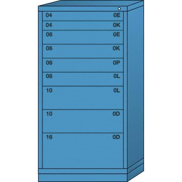 Lyon - 9 Drawer, Standard Eye-Level - Single Drawer Access Cabinet - Steel, 30" Wide x 28-1/4" Deep x 59-1/4" High, Wedgewood Blue - Eagle Tool & Supply