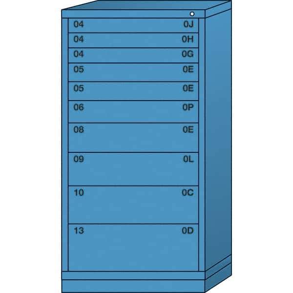 Lyon - 10 Drawer, Standard Eye-Level - Single Drawer Access Cabinet - Steel, 30" Wide x 28-1/4" Deep x 59-1/4" High, Wedgewood Blue - Eagle Tool & Supply