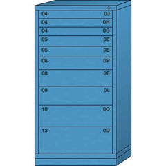Lyon - 10 Drawer, Standard Eye-Level - Single Drawer Access Cabinet - Steel, 30" Wide x 28-1/4" Deep x 59-1/4" High, Wedgewood Blue - Eagle Tool & Supply