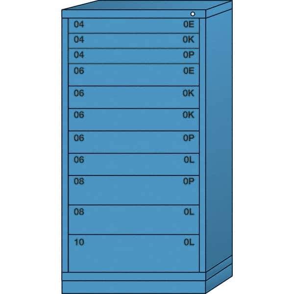 Lyon - 11 Drawer, Standard Eye-Level - Multiple Drawer Access Cabinet - Steel, 30" Wide x 28-1/4" Deep x 59-1/4" High, Wedgewood Blue - Eagle Tool & Supply