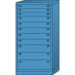 Lyon - 11 Drawer, Standard Eye-Level - Multiple Drawer Access Cabinet - Steel, 30" Wide x 28-1/4" Deep x 59-1/4" High, Wedgewood Blue - Eagle Tool & Supply