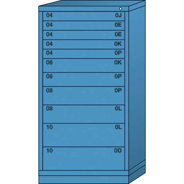 Lyon - 11 Drawer, Standard Eye-Level - Single Drawer Access Cabinet - Steel, 30" Wide x 28-1/4" Deep x 59-1/4" High, Wedgewood Blue - Eagle Tool & Supply
