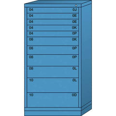Lyon - 11 Drawer, Standard Eye-Level - Multiple Drawer Access Cabinet - Steel, 30" Wide x 28-1/4" Deep x 59-1/4" High, Wedgewood Blue - Eagle Tool & Supply