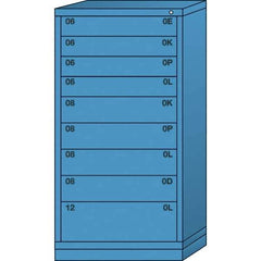 Lyon - 9 Drawer, Standard Eye-Level - Multiple Drawer Access Cabinet - Steel, 30" Wide x 28-1/4" Deep x 59-1/4" High, Wedgewood Blue - Eagle Tool & Supply