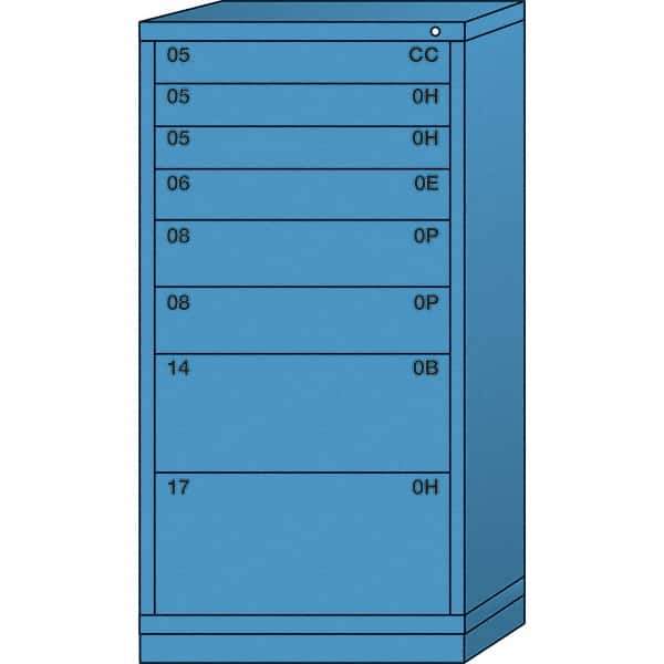 Lyon - 8 Drawer, Standard Eye-Level - Multiple Drawer Access Cabinet - Steel, 30" Wide x 28-1/4" Deep x 59-1/4" High, Wedgewood Blue - Eagle Tool & Supply