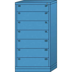 Lyon - 7 Drawer, Standard Eye-Level - Single Drawer Access Cabinet - Steel, 30" Wide x 28-1/4" Deep x 59-1/4" High, Wedgewood Blue - Eagle Tool & Supply