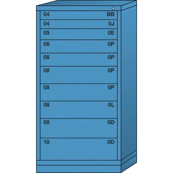 Lyon - 10 Drawer, Standard Eye-Level - Single Drawer Access Cabinet - Steel, 30" Wide x 28-1/4" Deep x 59-1/4" High, Wedgewood Blue - Eagle Tool & Supply