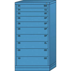 Lyon - 10 Drawer, Standard Eye-Level - Single Drawer Access Cabinet - Steel, 30" Wide x 28-1/4" Deep x 59-1/4" High, Wedgewood Blue - Eagle Tool & Supply