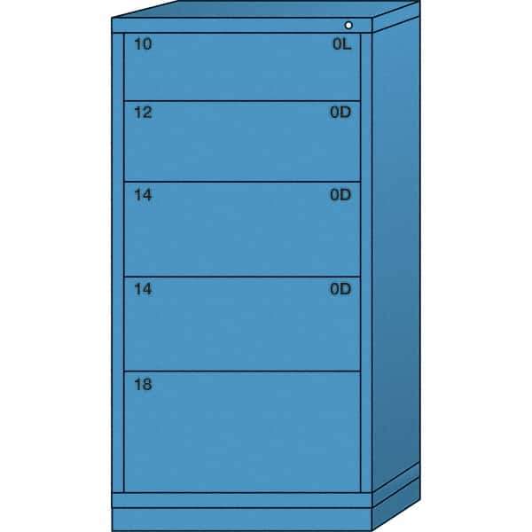 Lyon - 5 Drawer, Standard Eye-Level - Single Drawer Access Cabinet - Steel, 30" Wide x 28-1/4" Deep x 59-1/4" High, Wedgewood Blue - Eagle Tool & Supply