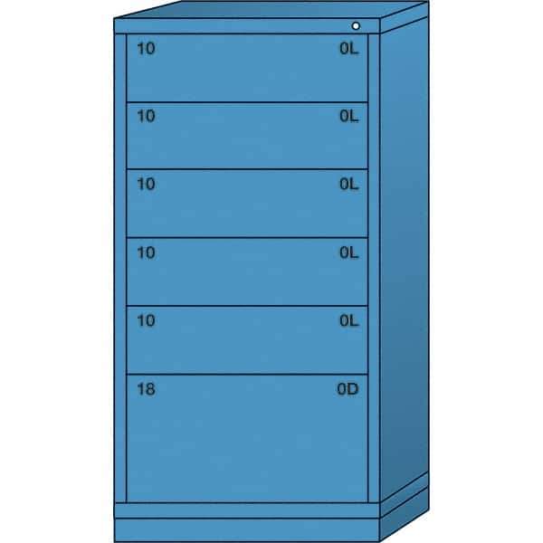 Lyon - 6 Drawer, Standard Eye-Level - Multiple Drawer Access Cabinet - Steel, 30" Wide x 28-1/4" Deep x 59-1/4" High, Wedgewood Blue - Eagle Tool & Supply