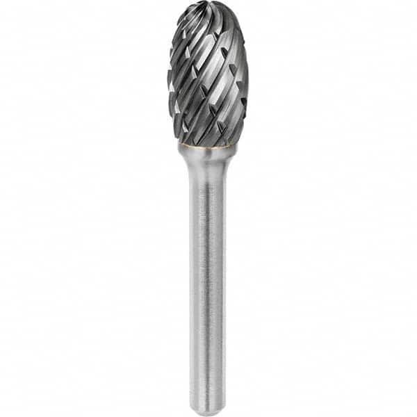 SGS Pro - 1/2" Cut Diam, 1/4" Shank Diam, Tungsten Carbide Steel Cut Oval Burr - Eagle Tool & Supply