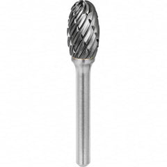SGS Pro - 1/2" Cut Diam, 1/4" Shank Diam, Tungsten Carbide Steel Cut Oval Burr - Eagle Tool & Supply