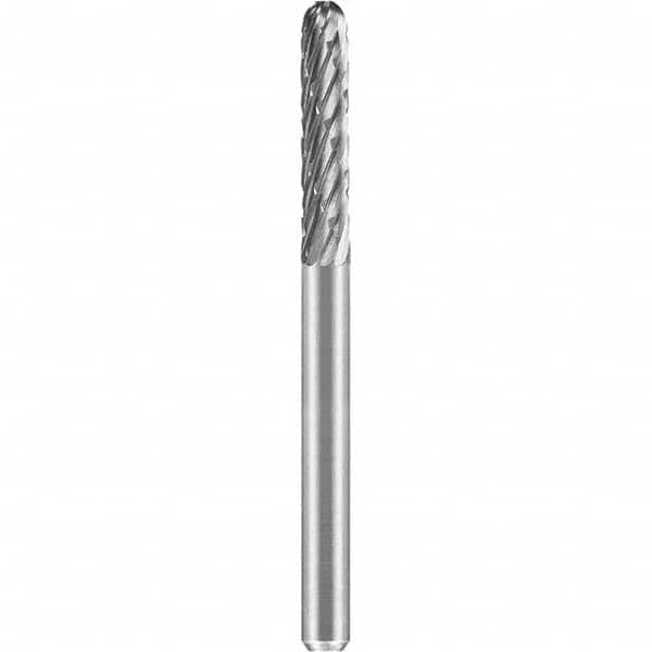SGS Pro - 1/8" Cut Diam, 1/8" Shank Diam, Tungsten Carbide Double Cut Ball Nose Cylinder Burr - Eagle Tool & Supply