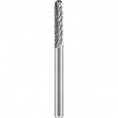 SGS Pro - 1/8" Cut Diam, 1/8" Shank Diam, Tungsten Carbide Double Cut Ball Nose Cylinder Burr - Eagle Tool & Supply