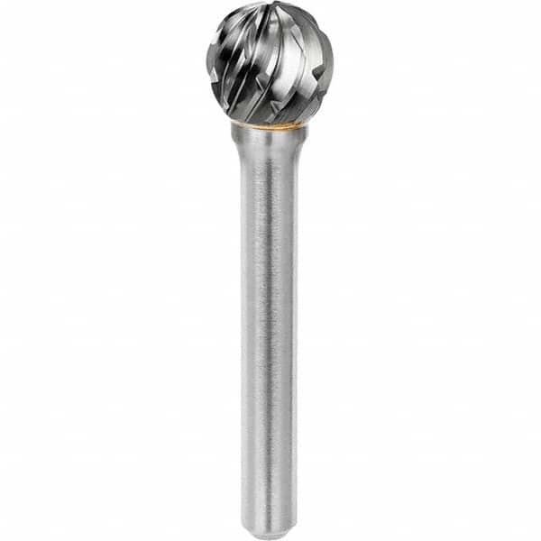 SGS Pro - 1/2" Cut Diam, 1/4" Shank Diam, Tungsten Carbide Steel Cut Ball Burr - Eagle Tool & Supply