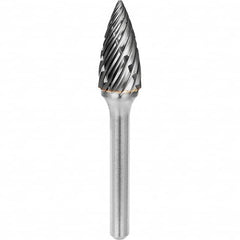 SGS Pro - 1/2" Cut Diam, 1/4" Shank Diam, Tungsten Carbide Steel Cut Pointed Tree Burr - Eagle Tool & Supply