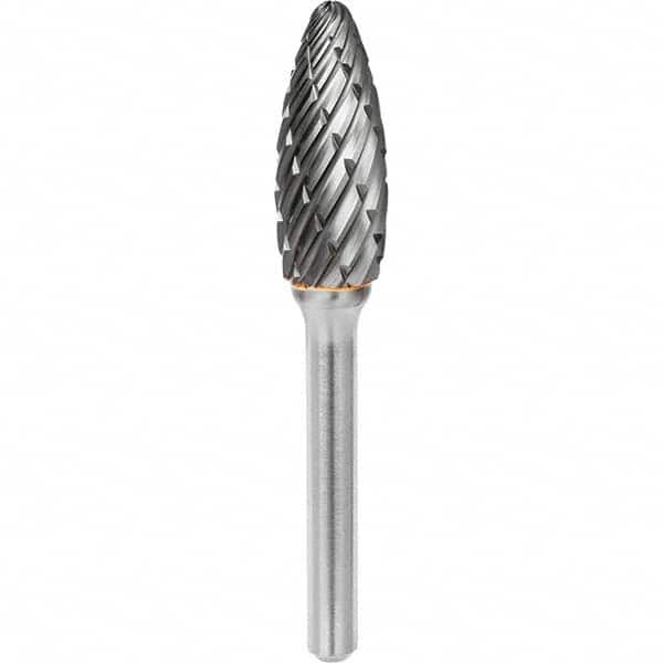 SGS Pro - 1/2" Cut Diam, 1/4" Shank Diam, Tungsten Carbide Steel Cut Flame Burr - Eagle Tool & Supply