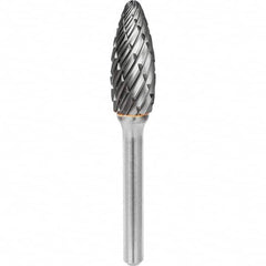 SGS Pro - 1/2" Cut Diam, 1/4" Shank Diam, Tungsten Carbide Steel Cut Flame Burr - Eagle Tool & Supply